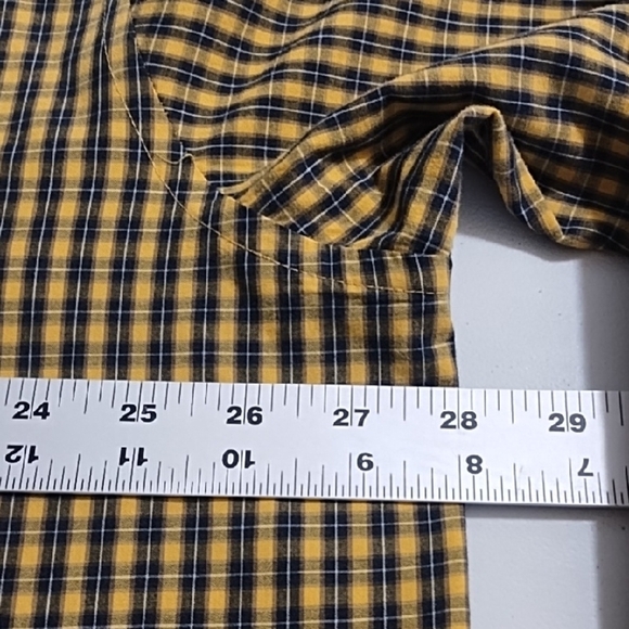 Black & Yellow Plaid Soft Button-Down Shirt Pen Pocket - Picture 7 of 14